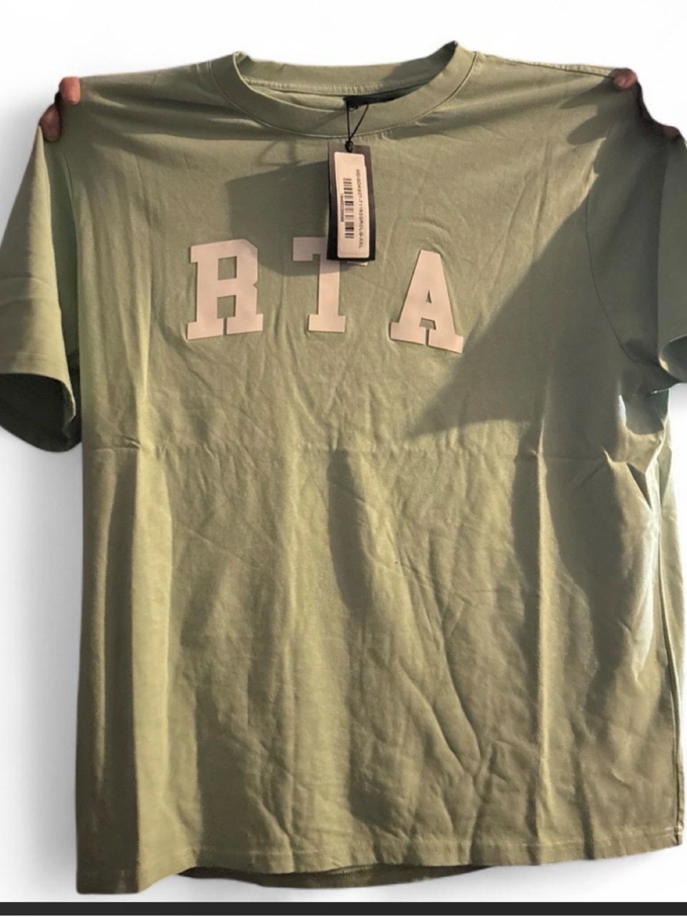 RtA Olive Green Short-Sleeve Logo Tee with White Letters